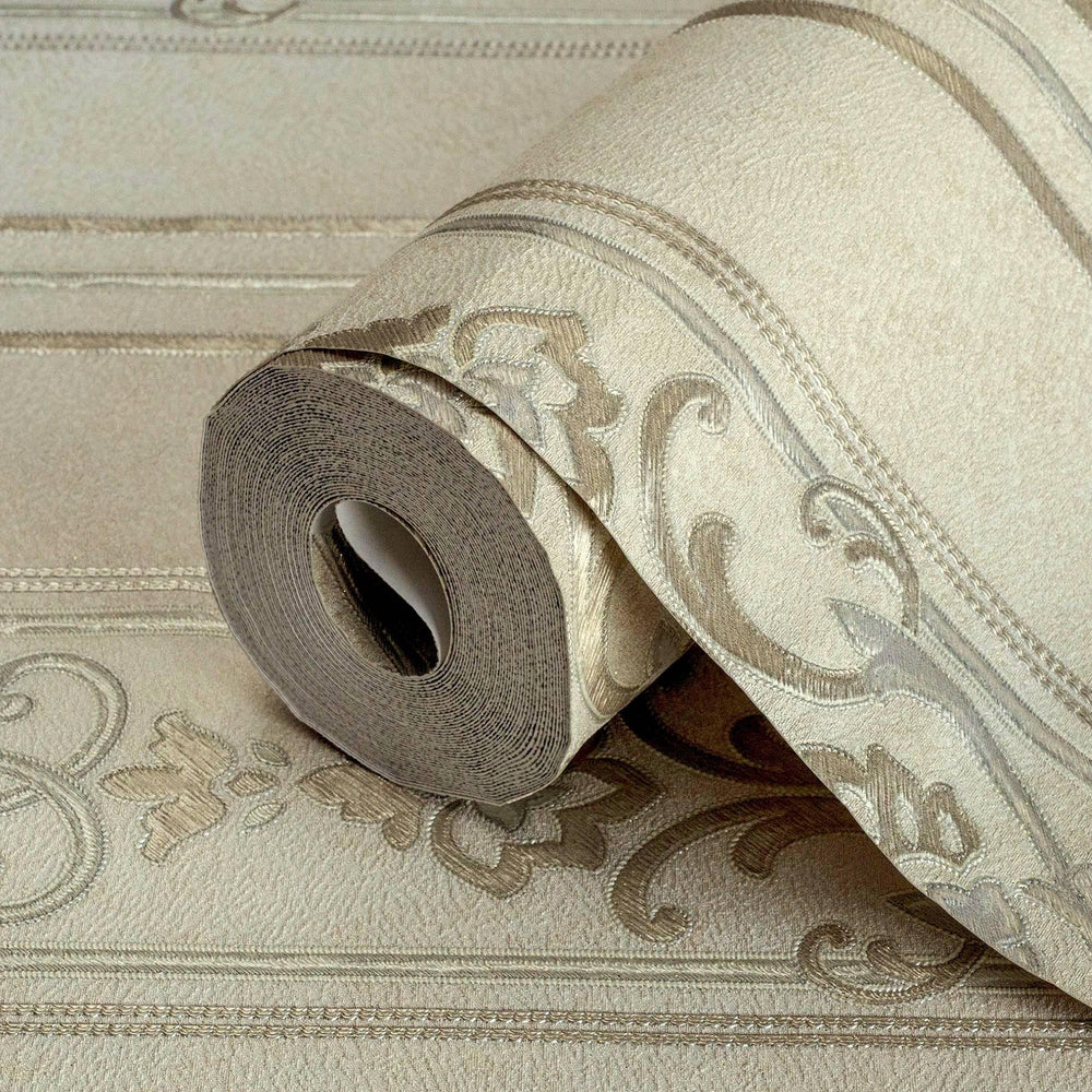 Luxury Green Striped Stripe 3D Embossed Wallpaper, Traditional Non-Woven Wall Covering, 41.7"W x 398"H, Washable Removable fo