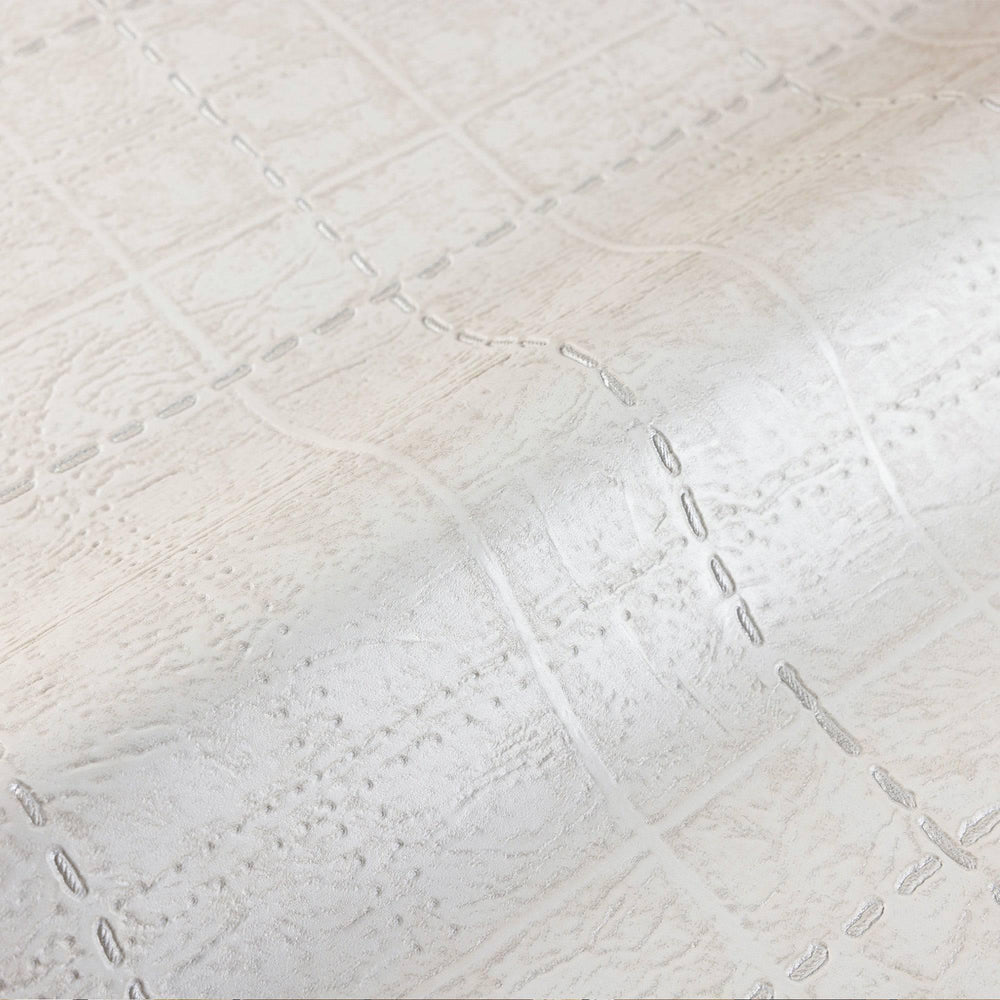 Luxury Beige Geometric Textured Wallpaper, Modern Non-Woven Wall Covering, 41.7"W x 398"H, Washable Removable for Living Room