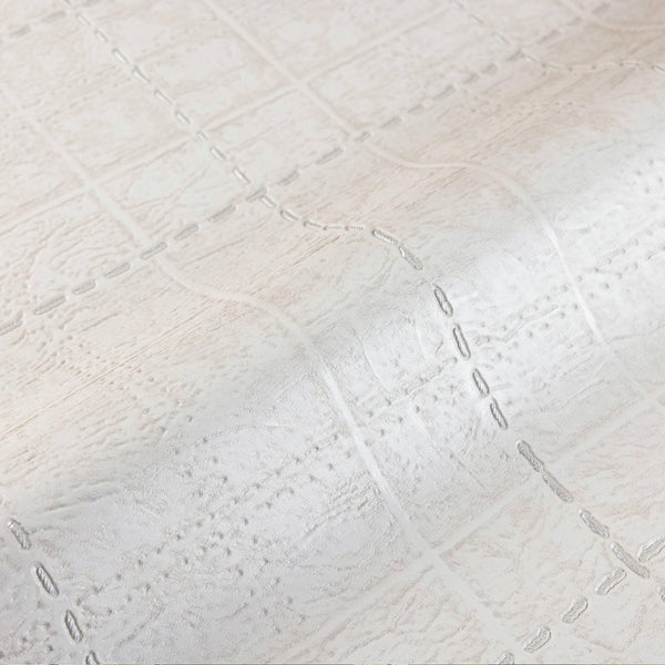 Luxury Beige Geometric Textured Wallpaper, Modern Non-Woven Wall Covering, 41.7"W x 398"H, Washable Removable for Living Room
