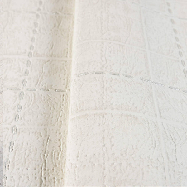 Luxury Beige Geometric Textured Wallpaper, Modern Non-Woven Wall Covering, 41.7"W x 398"H, Washable Removable for Living Room