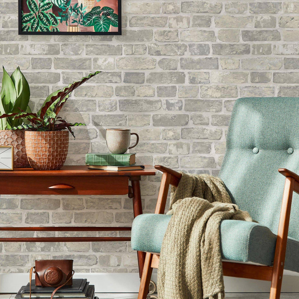 Luxury Beige Stone Textured 3D Embossed Wallpaper, Boho Non-Woven Wall Covering, 41.7"W x 398"H, Washable Removable for Livin