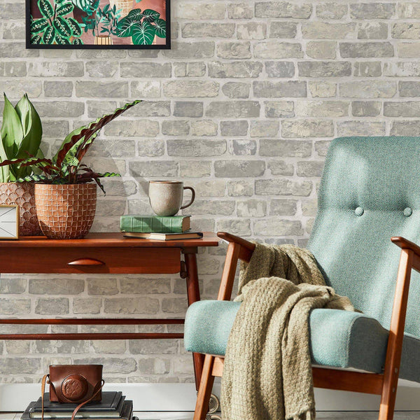 Luxury Beige Stone Textured 3D Embossed Wallpaper, Boho Non-Woven Wall Covering, 41.7"W x 398"H, Washable Removable for Livin