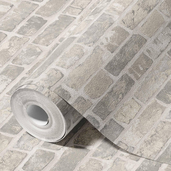 Luxury Beige Stone Textured 3D Embossed Wallpaper, Boho Non-Woven Wall Covering, 41.7"W x 398"H, Washable Removable for Livin