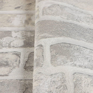 Luxury Beige Stone Textured 3D Embossed Wallpaper, Boho Non-Woven Wall Covering, 41.7"W x 398"H, Washable Removable for Livin