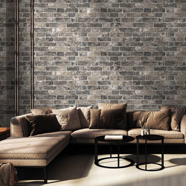 Luxury Beige Stone Textured 3D Embossed Wallpaper, Contemporary Non-Woven Wall Covering, 41.7"W x 398"H, Washable Removable f