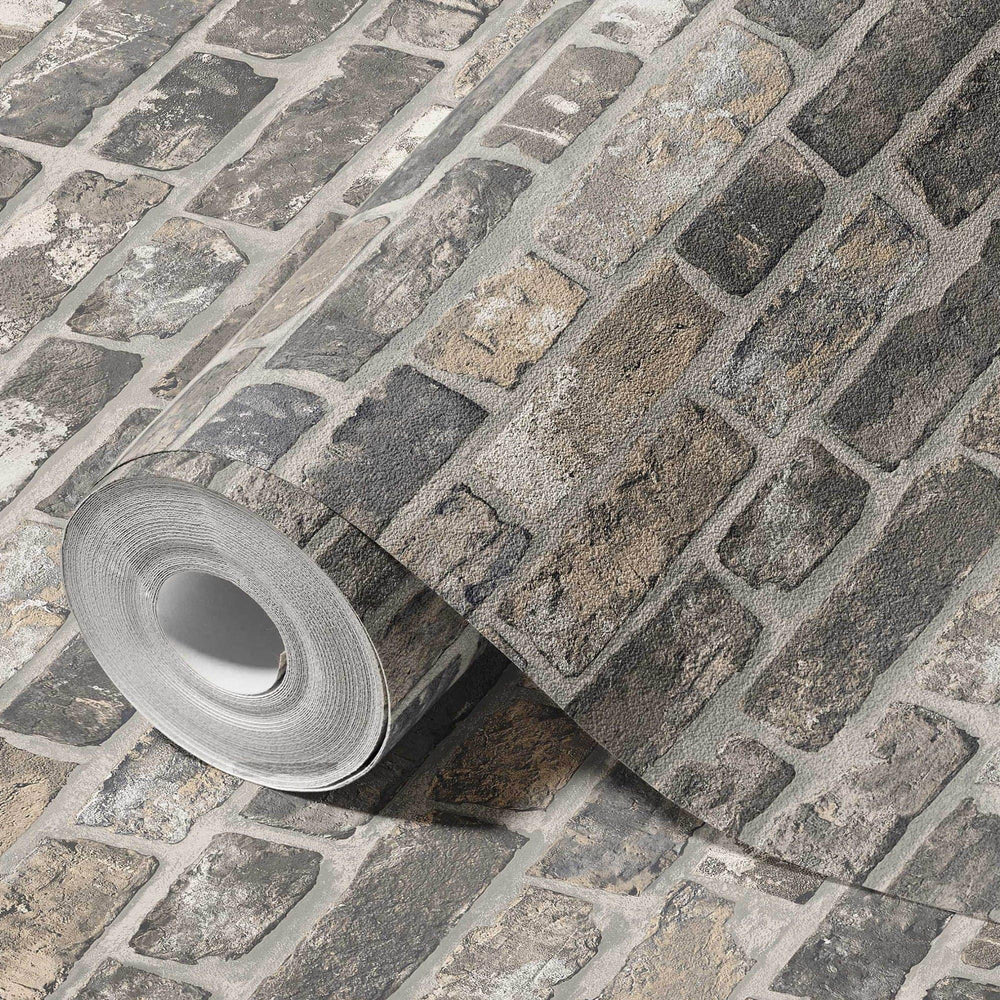 Luxury Beige Stone Textured 3D Embossed Wallpaper, Contemporary Non-Woven Wall Covering, 41.7"W x 398"H, Washable Removable f