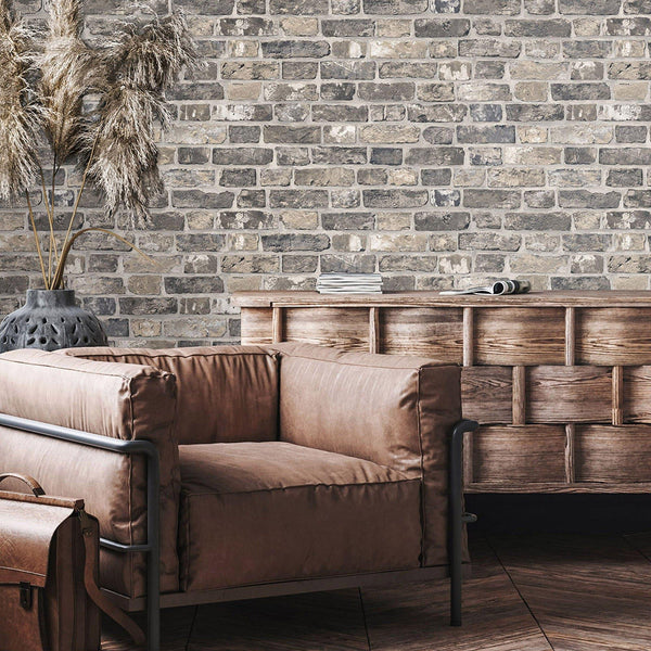 Luxury Beige Stone Textured 3D Embossed Wallpaper, Contemporary Non-Woven Wall Covering, 41.7"W x 398"H, Washable Removable f