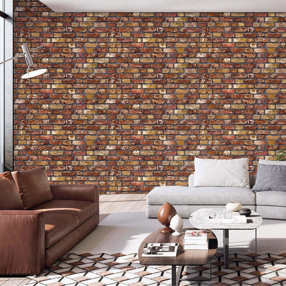 Luxury Orange Stone Textured 3D Embossed Wallpaper, Industrial Non-Woven Wall Covering, 41.7"W x 398"H, Washable Removable fo