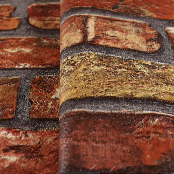 Luxury Orange Stone Textured 3D Embossed Wallpaper, Industrial Non-Woven Wall Covering, 41.7"W x 398"H, Washable Removable fo