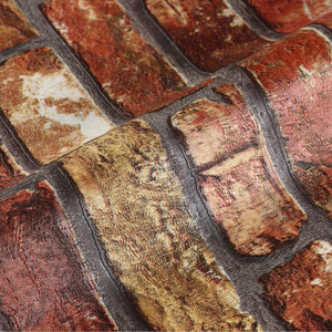 Luxury Orange Stone Textured 3D Embossed Wallpaper, Industrial Non-Woven Wall Covering, 41.7"W x 398"H, Washable Removable fo