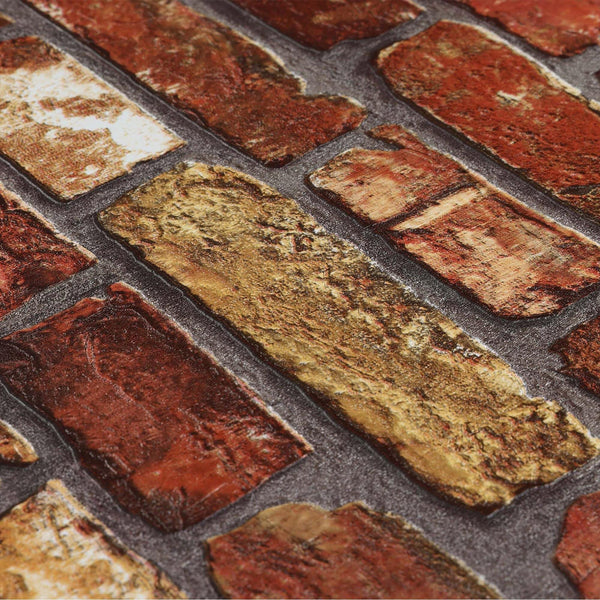 Luxury Orange Stone Textured 3D Embossed Wallpaper, Industrial Non-Woven Wall Covering, 41.7"W x 398"H, Washable Removable fo