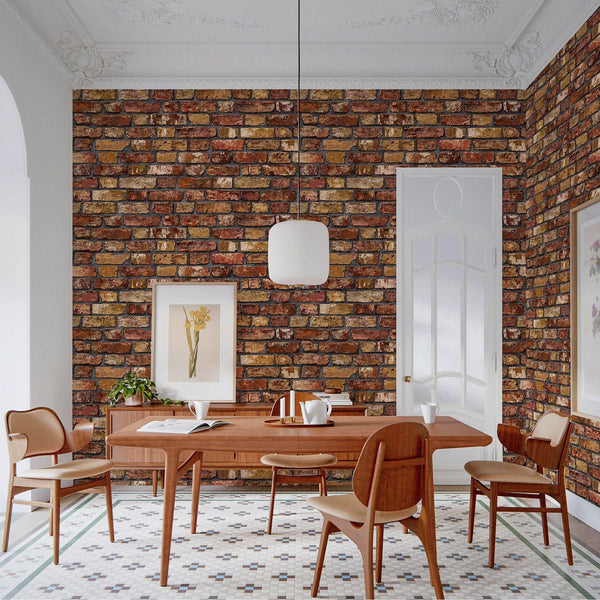 Luxury Orange Stone Textured 3D Embossed Wallpaper, Industrial Non-Woven Wall Covering, 41.7"W x 398"H, Washable Removable fo
