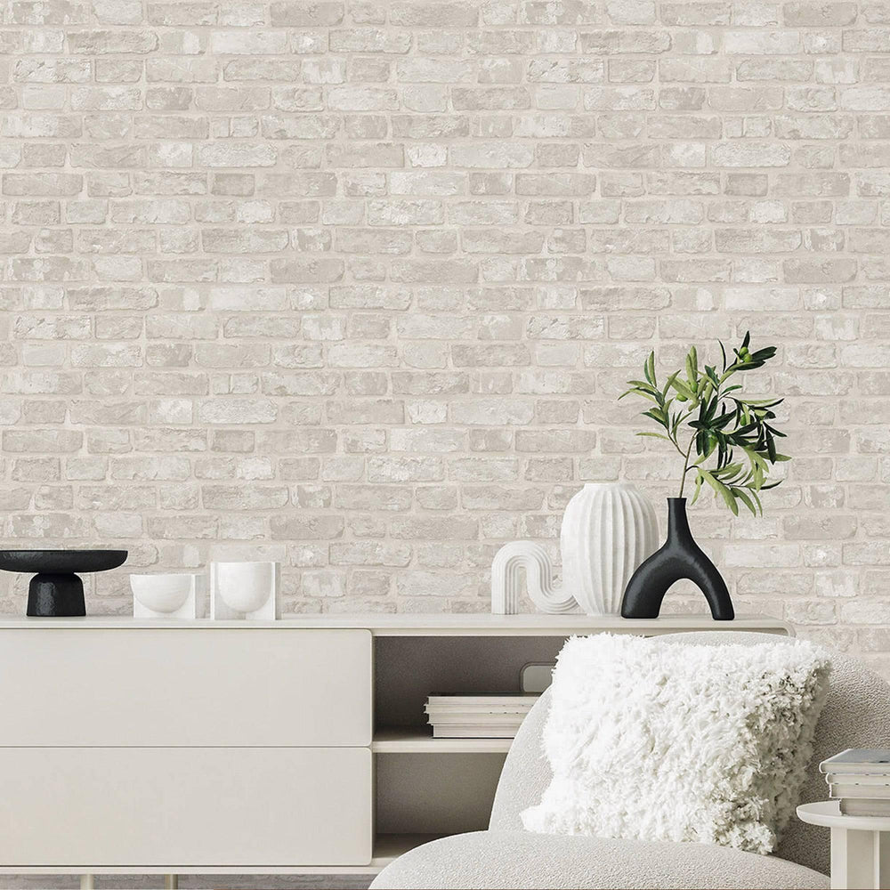 Luxury Cream Stone Textured 3D Embossed Wallpaper, Coastal Non-Woven Wall Covering, 41.7"W x 398"H, Washable Removable for Li