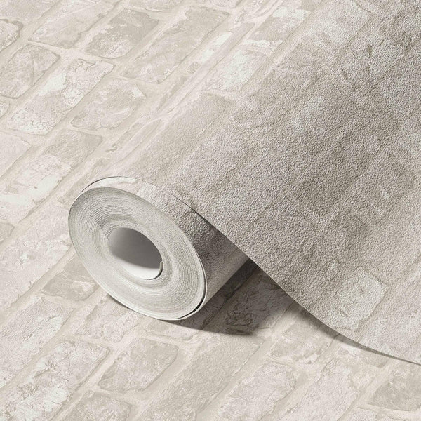 Luxury Cream Stone Textured 3D Embossed Wallpaper, Coastal Non-Woven Wall Covering, 41.7"W x 398"H, Washable Removable for Li