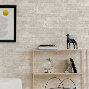 Luxury Cream Stone Textured 3D Embossed Wallpaper, Coastal Non-Woven Wall Covering, 41.7"W x 398"H, Washable Removable for Li