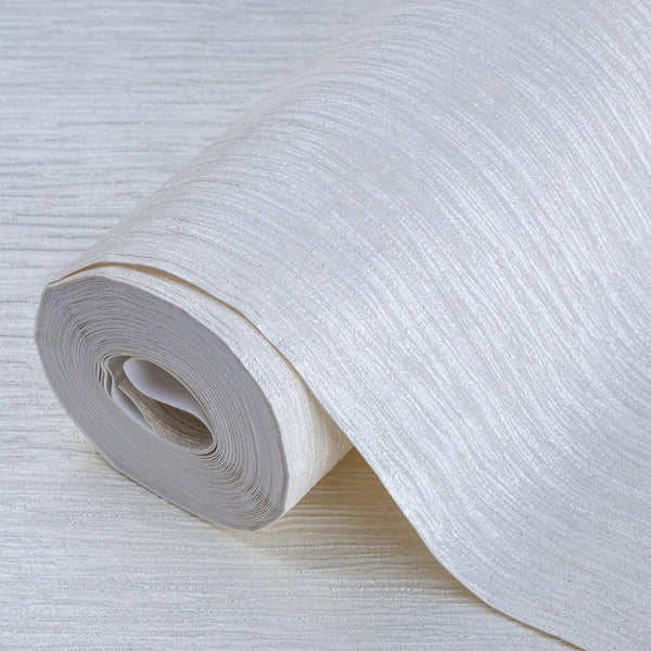 Luxury Ivory Striped Stripe 3D Embossed Wallpaper, Country Non-Woven Wall Covering, 41.7"W x 398"H, Washable Removable for Li