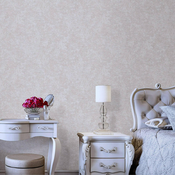 Luxury Beige Textured Embossed 3D Embossed Wallpaper, Modern Non-Woven Wall Covering, 41.7"W x 398"H, Washable Removable for 
