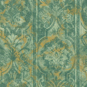 Luxury Gold Damask Abstract Textured Wallpaper, Boho Non-Woven Wall Covering, 41.7"W x 398"H, Washable Removable for Living R