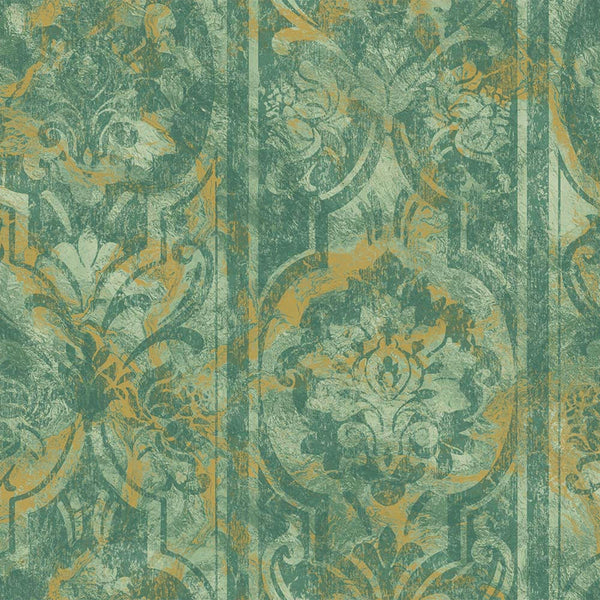 Luxury Gold Damask Abstract Textured Wallpaper, Boho Non-Woven Wall Covering, 41.7"W x 398"H, Washable Removable for Living R