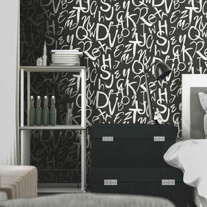 Luxury Black Textured Wallpaper, Traditional Non-Woven Wall Covering, 41.7"W x 398"H, Washable Removable for Living Room Bedr