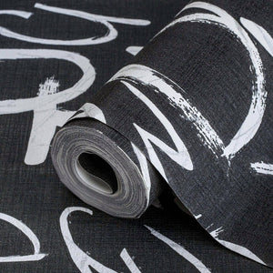 Luxury Black Textured Wallpaper, Traditional Non-Woven Wall Covering, 41.7"W x 398"H, Washable Removable for Living Room Bedr