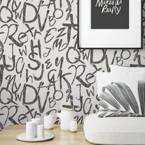 Luxury Black Textured Wallpaper, Traditional Non-Woven Wall Covering, 41.7"W x 398"H, Washable Removable for Living Room Bedr
