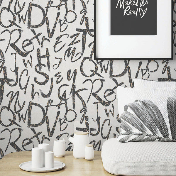 Luxury Black Textured Wallpaper, Traditional Non-Woven Wall Covering, 41.7"W x 398"H, Washable Removable for Living Room Bedr