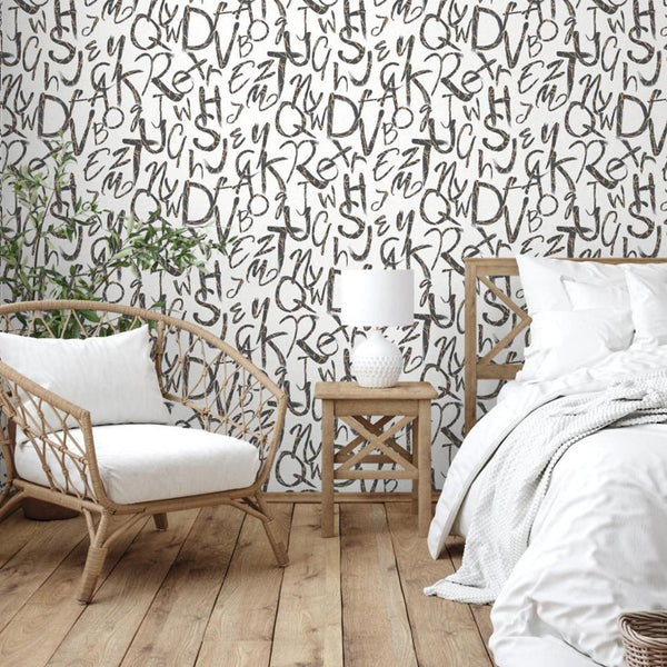 Luxury Black Textured Wallpaper, Traditional Non-Woven Wall Covering, 41.7"W x 398"H, Washable Removable for Living Room Bedr
