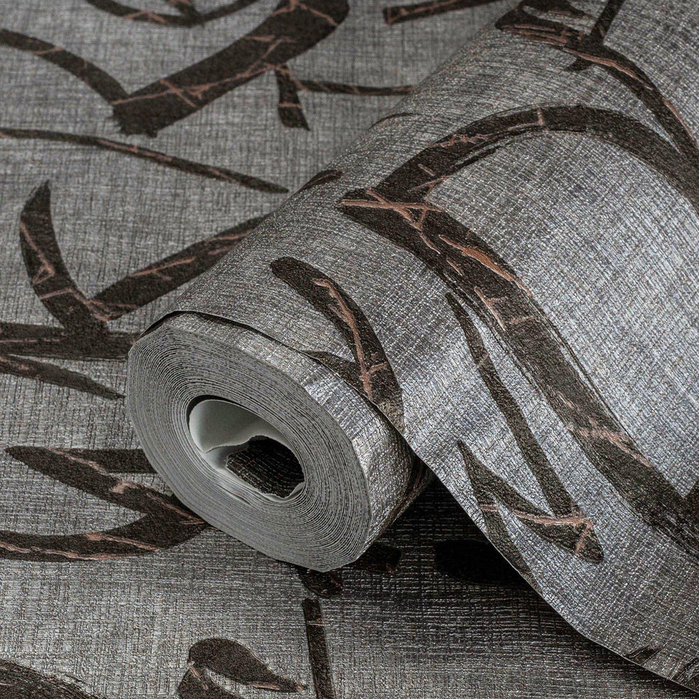 Luxury Black Textured Wallpaper, Traditional Non-Woven Wall Covering, 41.7"W x 398"H, Washable Removable for Living Room Bedr
