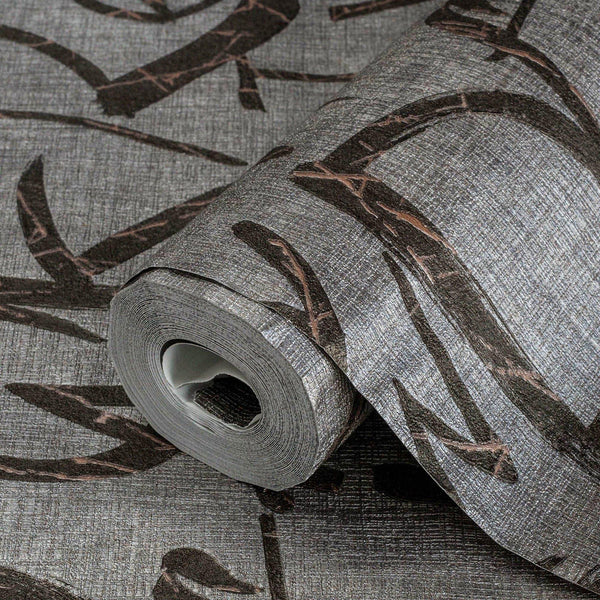 Luxury Black Textured Wallpaper, Traditional Non-Woven Wall Covering, 41.7"W x 398"H, Washable Removable for Living Room Bedr