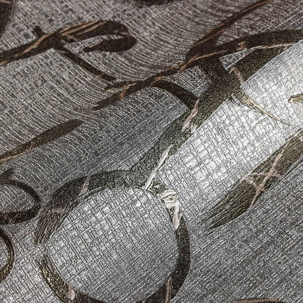 Luxury Black Textured Wallpaper, Traditional Non-Woven Wall Covering, 41.7"W x 398"H, Washable Removable for Living Room Bedr