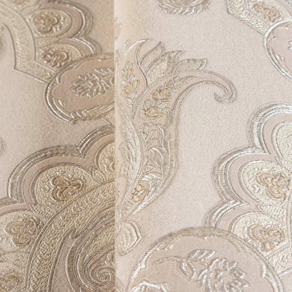 Luxury Beige Damask Textured Wallpaper, Modern Non-Woven Wall Covering, 41.7"W x 614"H, Washable Removable for Living Room Be