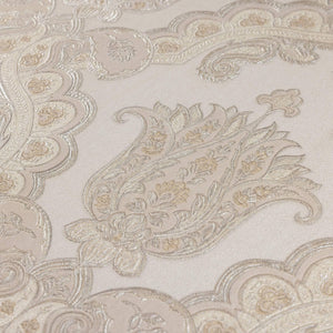 Luxury Beige Damask Textured Wallpaper, Modern Non-Woven Wall Covering, 41.7"W x 614"H, Washable Removable for Living Room Be