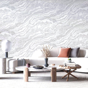 Luxury White Marble Textured Wallpaper, Country Non-Woven Wall Covering, 41.7"W x 614"H, Washable Removable for Living Room B