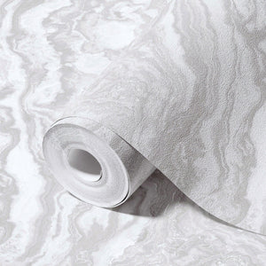 Luxury White Marble Textured Wallpaper, Country Non-Woven Wall Covering, 41.7"W x 614"H, Washable Removable for Living Room B