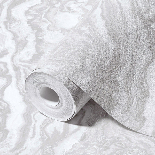 Luxury White Marble Textured Wallpaper, Country Non-Woven Wall Covering, 41.7"W x 614"H, Washable Removable for Living Room B