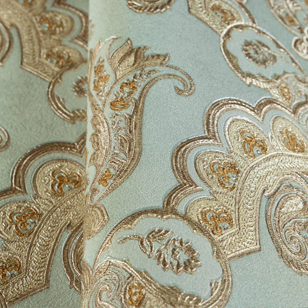 Luxury Blue Damask Textured Wallpaper, Modern Non-Woven Wall Covering, 41.7"W x 614"H, Washable Removable for Living Room Bed