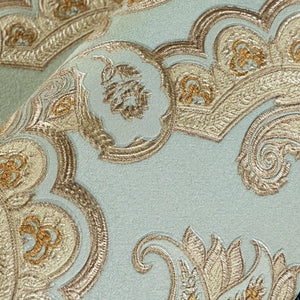 Luxury Blue Damask Textured Wallpaper, Modern Non-Woven Wall Covering, 41.7"W x 614"H, Washable Removable for Living Room Bed