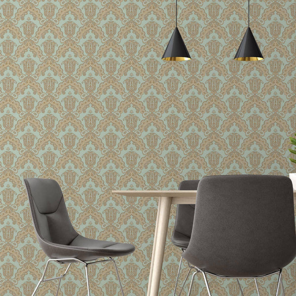 Luxury Blue Damask Textured Wallpaper, Modern Non-Woven Wall Covering, 41.7"W x 614"H, Washable Removable for Living Room Bed