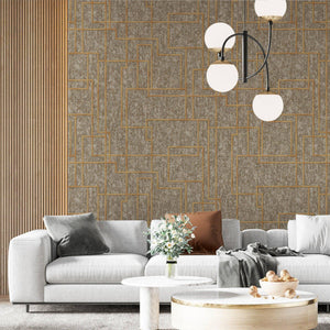 Luxury Brown Abstract Geometric 3D Embossed Wallpaper, Contemporary Non-Woven Wall Covering, 41.7"W x 398"H, Washable Removab