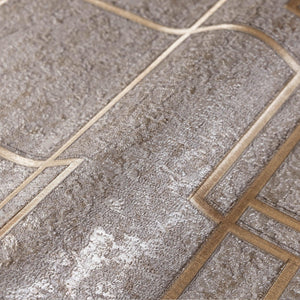 Luxury Brown Abstract Geometric 3D Embossed Wallpaper, Contemporary Non-Woven Wall Covering, 41.7"W x 398"H, Washable Removab