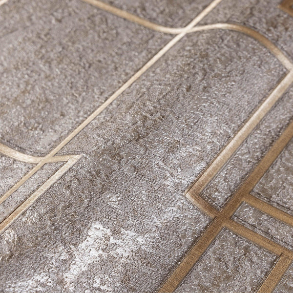 Luxury Brown Abstract Geometric 3D Embossed Wallpaper, Contemporary Non-Woven Wall Covering, 41.7"W x 398"H, Washable Removab