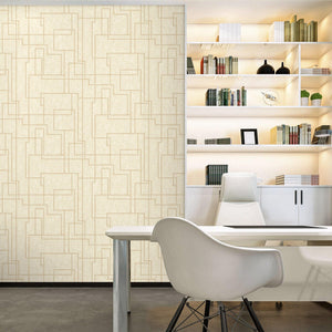 Luxury Cream Abstract Geometric 3D Embossed Wallpaper, Contemporary Non-Woven Wall Covering, 41.7"W x 398"H, Washable Removab