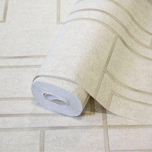 Luxury Cream Abstract Geometric 3D Embossed Wallpaper, Contemporary Non-Woven Wall Covering, 41.7"W x 398"H, Washable Removab