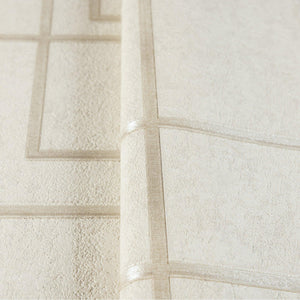 Luxury Cream Abstract Geometric 3D Embossed Wallpaper, Contemporary Non-Woven Wall Covering, 41.7"W x 398"H, Washable Removab