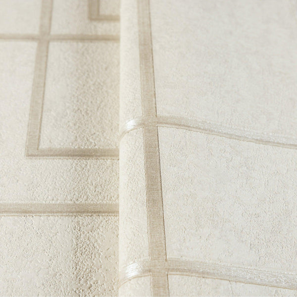 Luxury Cream Abstract Geometric 3D Embossed Wallpaper, Contemporary Non-Woven Wall Covering, 41.7"W x 398"H, Washable Removab