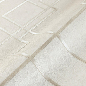 Luxury Cream Abstract Geometric 3D Embossed Wallpaper, Contemporary Non-Woven Wall Covering, 41.7"W x 398"H, Washable Removab