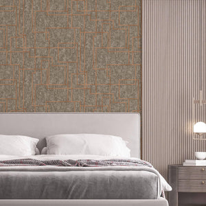 Luxury Brown Abstract Geometric 3D Embossed Wallpaper, Contemporary Non-Woven Wall Covering, 41.7"W x 398"H, Washable Removab