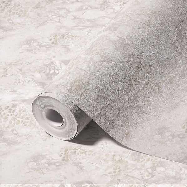 Luxury White Marble Stone Textured Wallpaper, Boho Non-Woven Wall Covering, 41.7"W x 614"H, Washable Removable for Living Roo