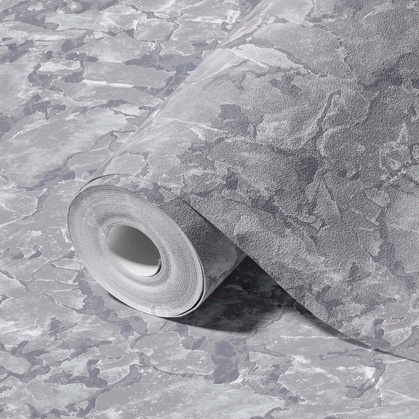 Luxury Gray Marble Textured Wallpaper, Contemporary Non-Woven Wall Covering, 41.7"W x 614"H, Washable Removable for Living Ro